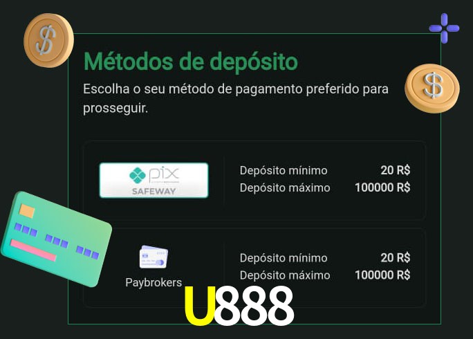 O cassino U888 oferece uma grande variedade de métodos de pagamento